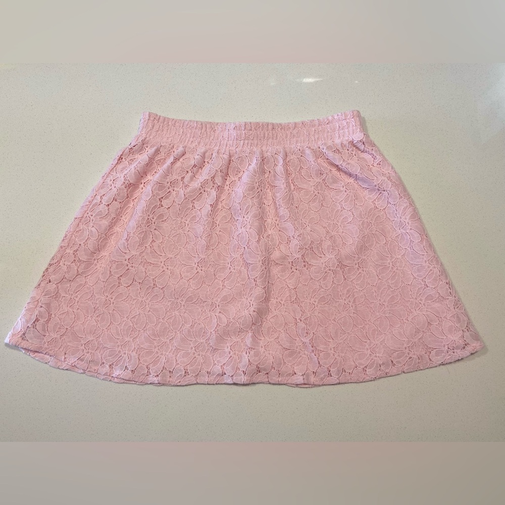 Candie's Soft Pink Floral Lace Skater Skirt